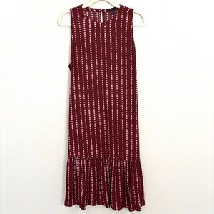 NWT Ann Taylor Burgundy Pink Ditsy Floral Midi Dress Women’s Large Boho Casual